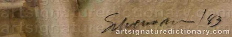 Authentic signature by Burt SILVERMAN on  artwork