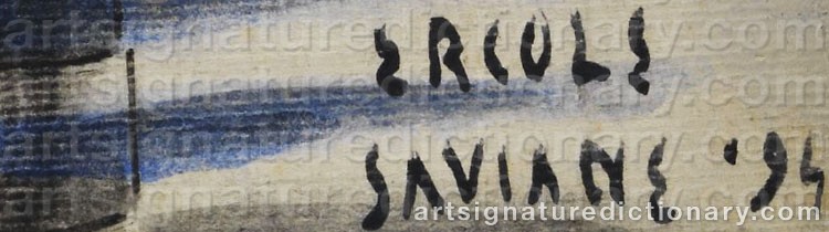 Authentic signature by Ercole SAVIANE on  artwork