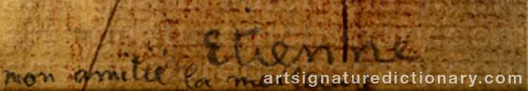 Authentic signature by Étienne RET on Drawing/Graphic/Print artwork
