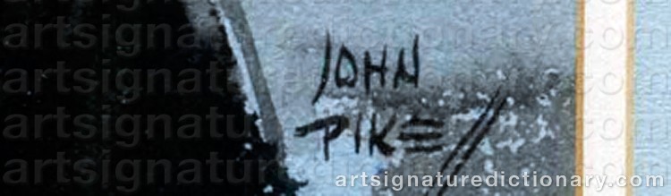 Authentic signature by John PIKE on  artwork