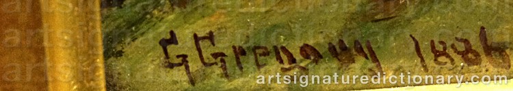 Authentic signature by George GREGORY on  artwork