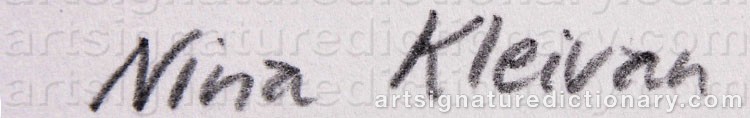 Authentic signature by Nina Maria KLEIVAN on  artwork