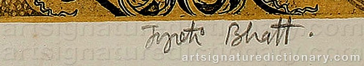 Authentic signature by Jyoti BHATT on  artwork
