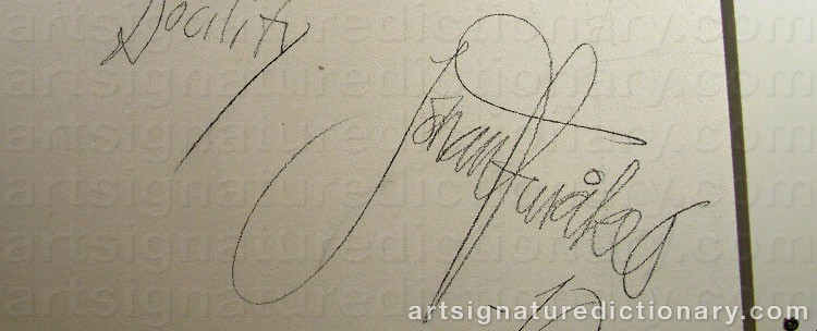 Authentic signature by Johan FURÅKER on  artwork
