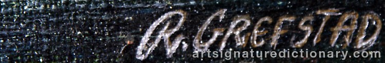 Authentic signature by Renata GREFSTAD on  artwork