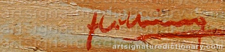 Authentic signature by Jean HOLSING on  artwork