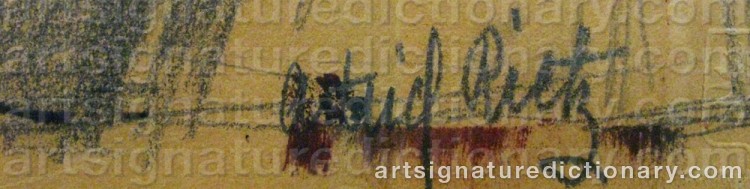 Authentic signature by Astrid RIETZ on artwork
