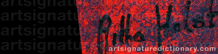 Authentic signature by Ritha HOLST on  artwork