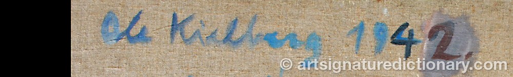Authentic signature by Ole KIELBERG on artwork