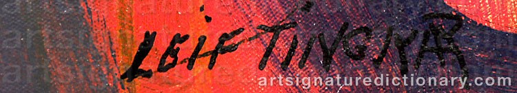 Authentic signature by Leif TINGKÆR on  artwork