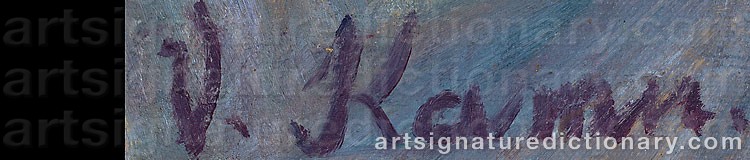 Authentic signature by Vainö KAMU on  artwork