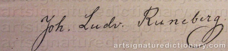 Authentic signature by Johan Ludvig RUNEBERG on  artwork