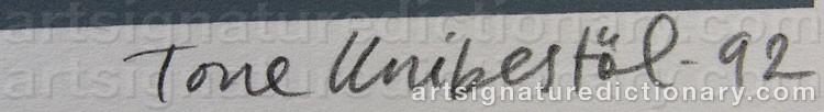 Authentic signature by Tone KNIBESTÖL on  artwork