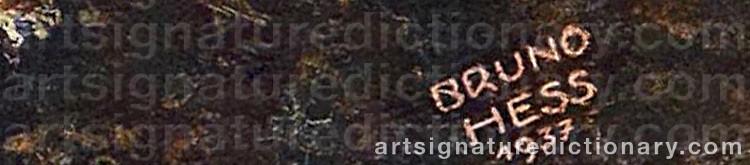 Authentic signature by Bruno HESS on  artwork