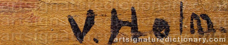 Authentic signature by V. HOLM on  artwork