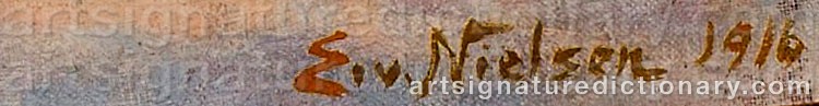 Authentic signature by Eivind NIELSEN on  artwork