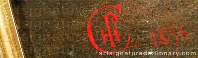Authentic signature by Philip Hermogenes CALDERON on artwork