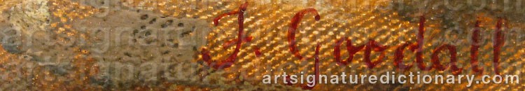 Authentic signature by J. GOODALL on  artwork
