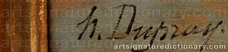 Authentic signature by Henry Louis DUPRAY on  artwork