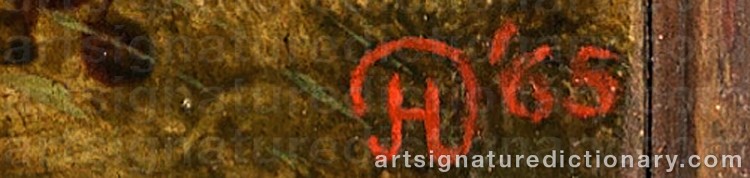 Authentic signature by John Henry DELL on  artwork