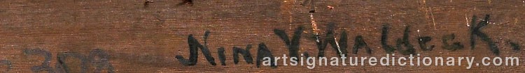 Authentic signature by Nina V. WALDECK on  artwork