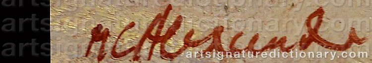 Authentic signature by Matthew ALEXANDER on Painting/Watercolour artwork