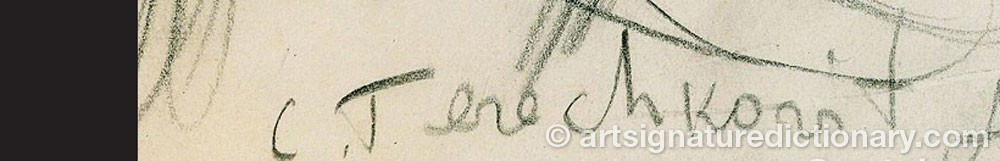 Authentic signature by Konstantin Andreievich TERESHKOVICH on  artwork