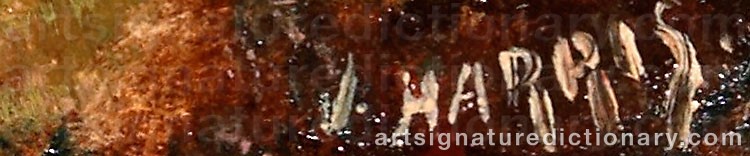 Authentic signature by J. HARRIS on  artwork