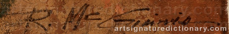 Authentic signature by Robert E. MCGINNIS on Painting/Watercolour artwork
