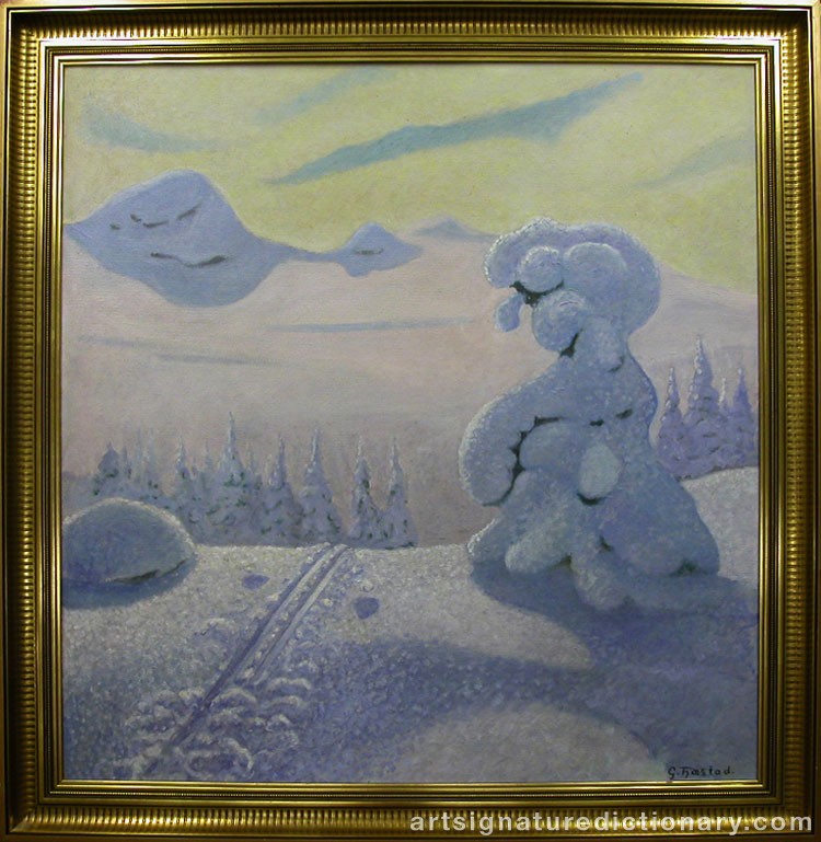 Close-up details showing Gustaf FJÆSTAD signature forgery characteristics