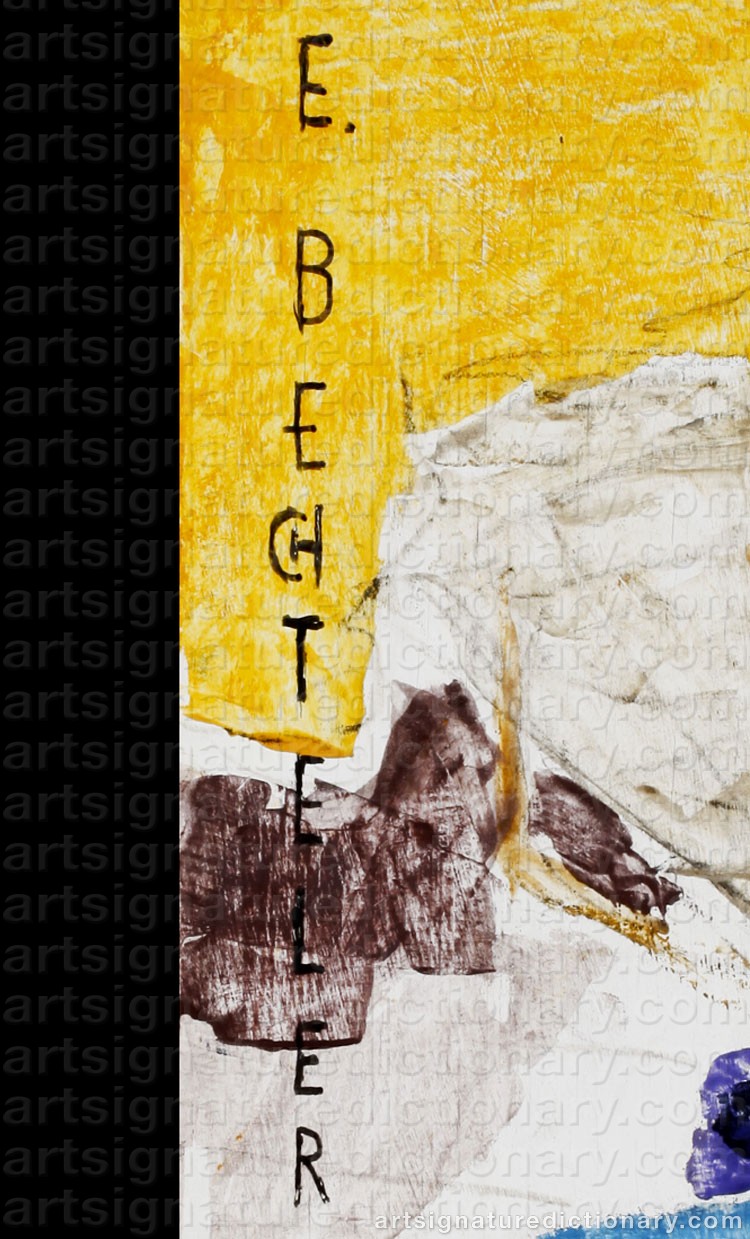 Authentic signature by Eduard BECHTELER on artwork