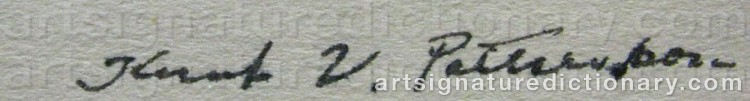 Authentic signature by Knut Valdemar PETTERSSON on artwork