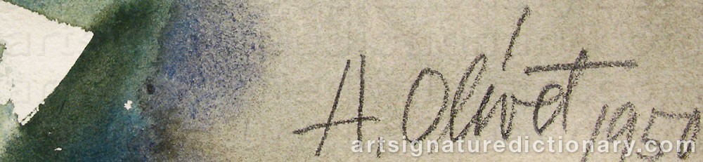 Authentic signature by Hertha OLIVÉT on  artwork