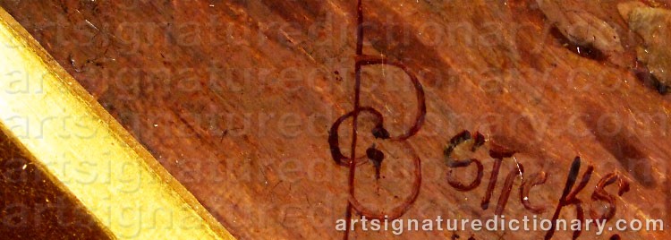 Authentic signature by George Blackie STICKS on  artwork