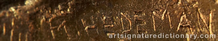 Authentic signature by Margot HEDEMAN on  artwork