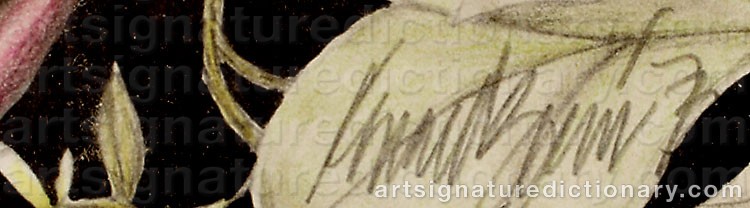 Authentic signature by Ronald BURNS on  artwork