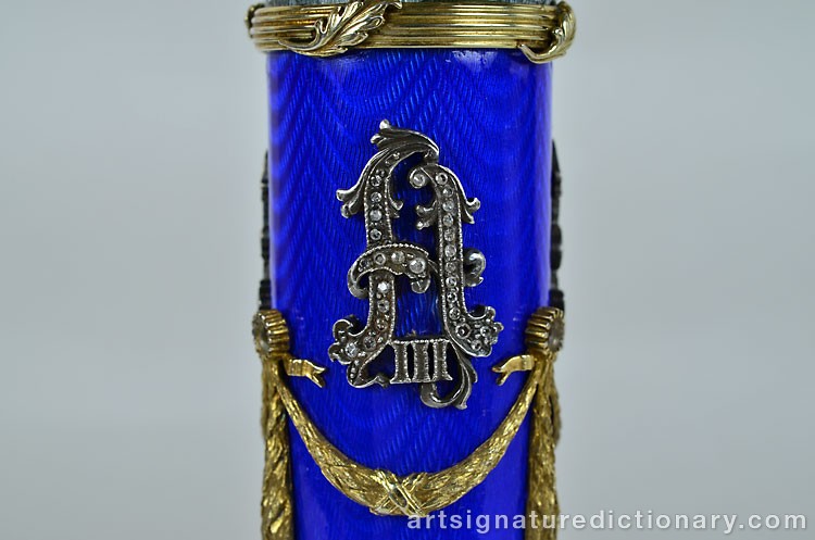 Close-up details showing Carl FABERGÉ signature forgery characteristics