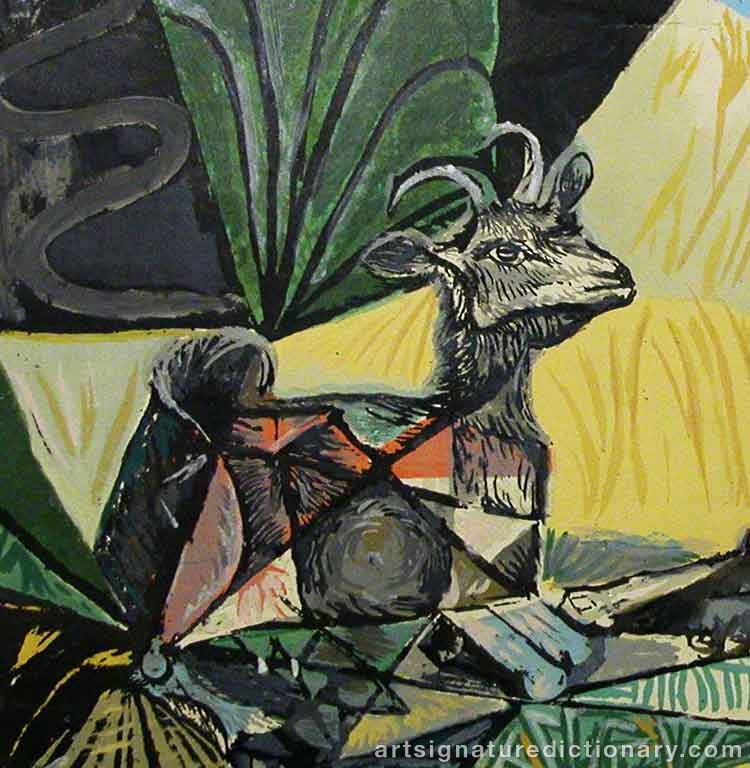 Close-up details showing Pablo PICASSO signature forgery characteristics