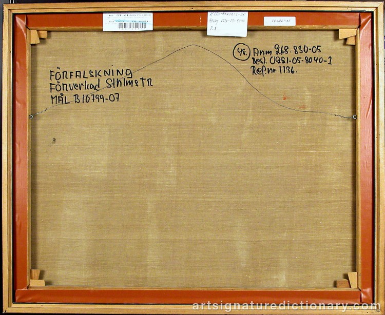 Close-up details showing Lage LINDELL signature forgery characteristics