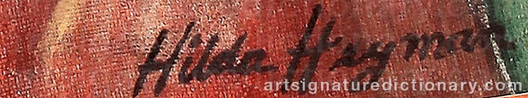 Authentic signature by Hilda HEYMAN on artwork