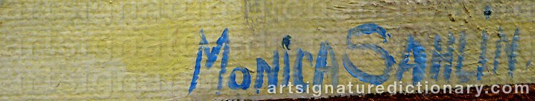Authentic signature by Monica SAHLIN on  artwork