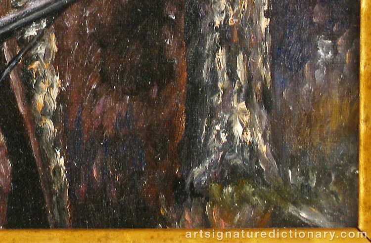 Close-up details showing Bruno LILJEFORS signature forgery characteristics