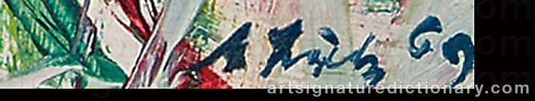 Authentic signature by Anton LUTZ on  artwork