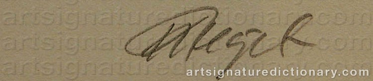 Authentic signature by Karl Åge RIGET on  artwork