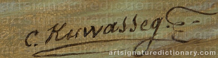 Authentic signature by Charles Euphrasie KUWASSEG on Painting/Watercolour artwork