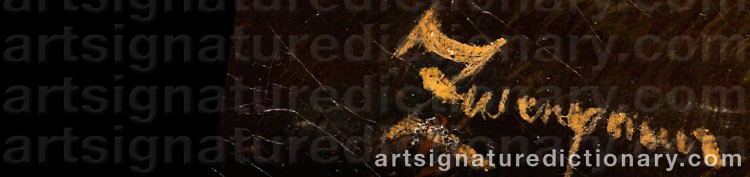 Authentic signature by Anton ZWENGAUER on  artwork