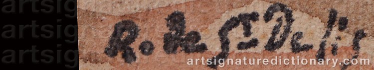 Authentic signature by René Liénard De SAINT-DELIS on  artwork