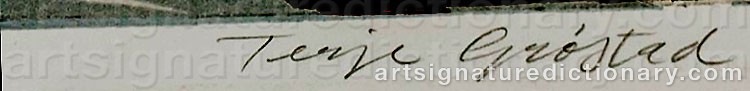 Authentic signature by Teje GRØSTAD on  artwork