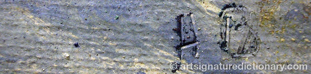 Authentic signature by Antoni De BRADE on  artwork