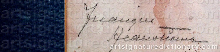 Authentic signature by Fredrique HEDERSTJERNA on  artwork